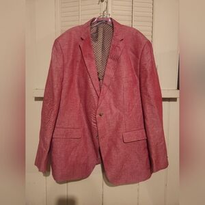 Alan Flusser Red Sport Coat Classic Tailored Design Linen Cotton Blend